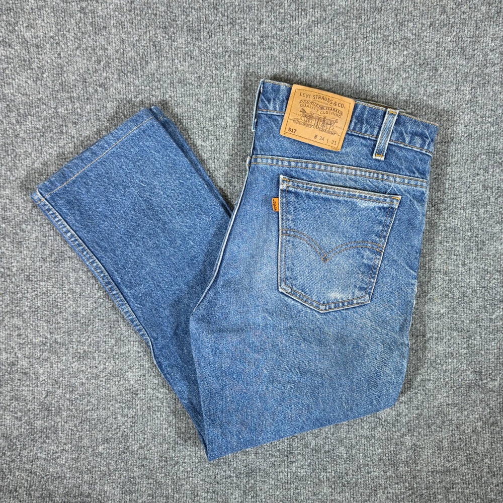 VTG 1996 Orange Tab Levis 517 Bootcut Jeans Blue Mens Tagged 34x31 Actual 31x22